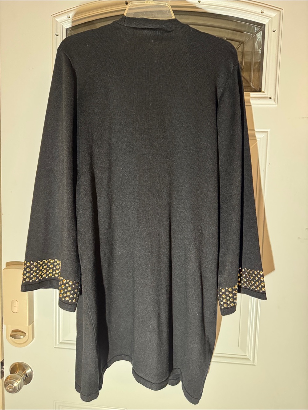PAIGE Black Open-Front Long Coatigan with Studded Cuffs - Picture 3 of 4